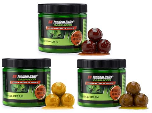Tandem Baits Karpfen Futter Angelfutter Hakenköder Carp Food Boosted Hookers 3-er Set 18 mm 300 g Flavour Mix 1