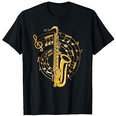 Musiker Notenschlüssel Saxophonist Musik Noten Saxophon T-Shirt