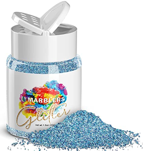 MARBLERS Holographic Glitter [Unicorn Blue] 1.5oz (42g) | Fine | Non-Toxic, Vegan, Cruelty-Free | Face, Body, Eyeshadow, Hair, Festival, Party Makeup | Nail Art, Polish | Resin, Tumbler, Slime, Craft