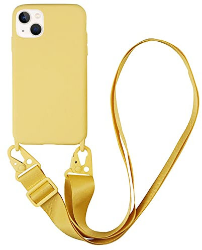 CQUUKOI for iPhone 6 Plus/7 Plus/8 Plus,Crossbody Phone Case with Lanyard Cute Soft Silicone Case with Adjustable Shoulder Strap Shockproof Protector for Women Girls Yellow