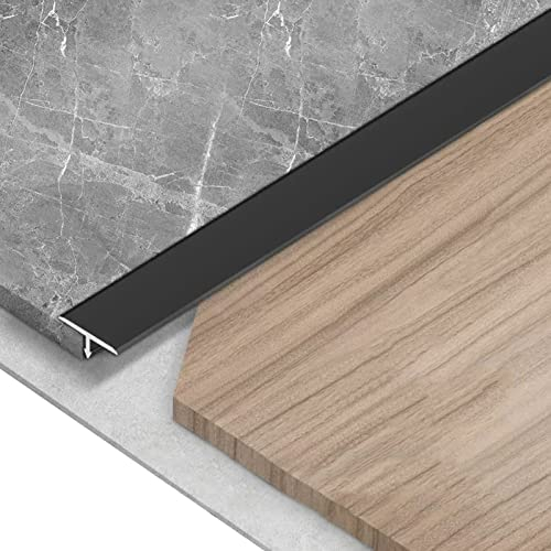 Übergangsprofil Abdeckleisten T-Profil-Bodenübergangsleiste, Breit 12mm – Flacher Aluminium-Bodenverbindungsstreifen für Teppich- und Bodenbeläge/ Schwellenübergänge, Schwarz ( Size : 90cm/35.4 inch )