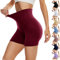 DDOBB Radlerhose Damen Kurze Shorts Sporthose Leggings Blickdicht High Waist Elastisch Unterhosen Fitness Hotpants Sommer Boxershorts(Weinrot,XXL)
