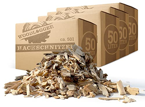 Woodlogger Hackschnitzel aus Kiefer 200 L | Holzhackschnitzel als Rindenmulch-Ersatz für den Garten | Verwendbar als Einstreu, Brennmaterial, Anzünder, Deko, Mulch & Fallschutz für den Spielplatz