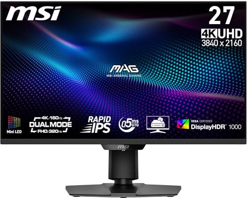 MSI MAG 274UPDF E16M Monitor Gaming 27 4K UHD, pannello Rapid IPS 3840 x 2160, tempo di risposta 0,5 ms, DisplayHDR 1000, Mini-LED, Dual-Mode, HDMI 2.1, DP 1.4a, USB-C (15W PD)