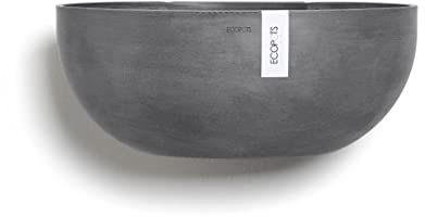 Ecopots Pflanzschale mit Wandaufhängung Sofia Dunkel Grau - 43 x 25 cm oval groß - Pflanzentopf aus Recycling Kunststoff - Übertopf modern - Blumentopf für Indoor und Outdoor - Schale flach/niedrig