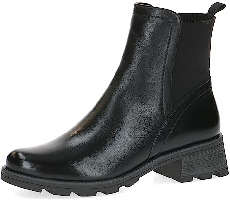 CAPRICE Damen Stiefeletten mit Absatz Airmotion aus Leder Blockabsatz Weite G, Schwarz (Black Nappa), 38 EU