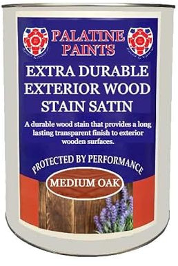 Palatine Paints Exterior Extra Durable Wood Stain Satin (Medium Oak, 5 Litre)