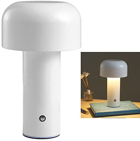 Tnfeeon Pilz-Tischleuchte, Pilz-Tischlampe Drei Farben Wiederaufladbar für Schlafzimmer (Weiß)
