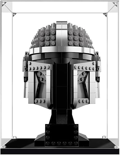 APRILA Acryl Vitrine 3mm für 75328 Star Wars Mandalorianer Helm Modell, Staubdichte Vitrine Transparente Schaukasten Aufbewahrungsbox für Modelle Sammlerstücke, 20 x 20 x 24CM