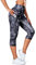 STARBILD Damen Leggings 3/4 mit Taschen, Capri Blickdicht Yogahose High Waist, Sport Hosen Workout Gymnastik, K9900-mit Taschen-Batikdruck L