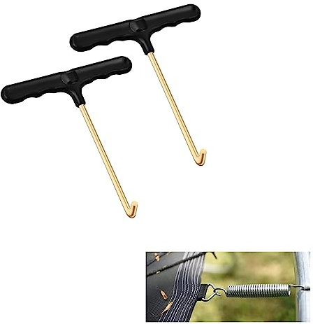 SHENLONG 2 Pack Trampoline Spring Pull Tool Kit Parts, T-Hook Tent Peg Puller, Trampoline Spring Tool Puller Hook, Trampoline Peg Puller with Plastic Handle for Jumping Trampoline Spring Installation