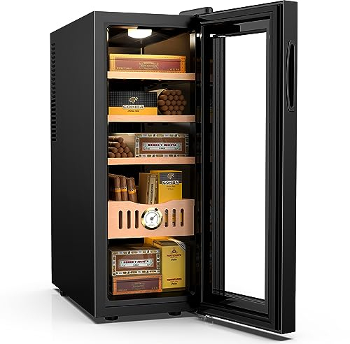 35L Elektrischer Humidor, 250 Zähler elektronischer Zigarren Humidor, Kühler Humidor Schrank mit Kühlung Temperaturregelung, Geschenk für Männer