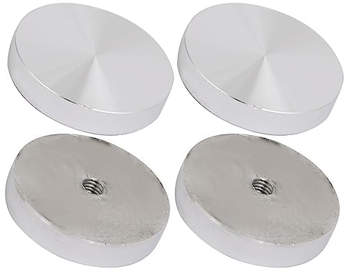QUARKZMAN Aluminium Scheibe Silberton 50mm Durchmesser M8 Gewinde x 4Stk | Kreisrunde Scheiben Hardware für Halterung Glastisch oder Stuhl