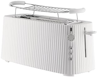 Alessi MDL15 W/UK Long Double Compartment Toaster, Stainless Steel, White