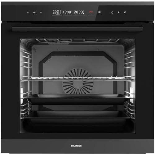 Oranier Pyrolyse Backofen EBP820 autark schwarz 80 Liter Garraum - Soft-Close Tür - Touch-Control - Elektro Einbaubackofen mit 14 Funktionen