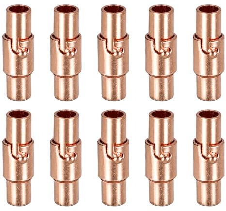 Sourcing Map Leather Cord End Clasp, 10pcs 3mm Hole Leather Clasps, Cord End Caps Closures for Jewelry Making DIY Supplies Crafts, Rose Gold