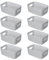 ZPONEED 8Pcs Grey Plastic Storage Baskets with Handle, Medium Kitchen Cupboard Organiser Box, Storage Boxes, Durable Home Tidy Open Storage Bins for Shelves, Bathroom, Kitchen, Office, School and Toy