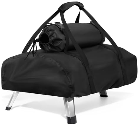 Masegari Pizza Oven Cover for Ooni Koda 12 with Detachable Chimney Bag, 500D Oxford Cloth, Water-resistant, 95x42x22cm