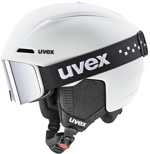 uvex viti Set - Leichter Skihelm & Skibrille für Kinder - individuelle Größenanpassung - 100% UVA-, B, C Schutz - White matt - 54-58 cm