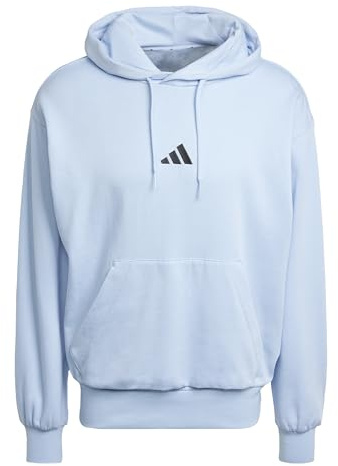 adidas Herren Essentials FEELCOZY Fleece Hoodie, Glow Blue/Black, XL