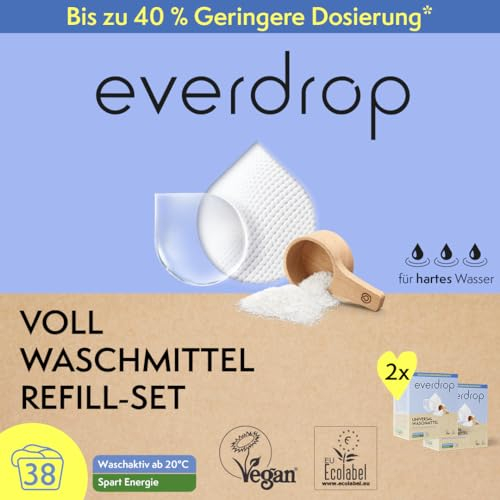 everdrop Vollwaschmittel (76 Waschladungen) - Nachhaltigere Pflege für weiße & helle Textilien