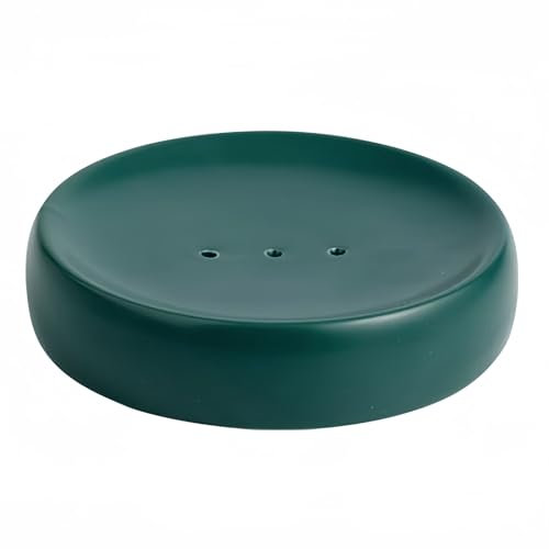 Dowbom Porte-savon ovale en céramique, porte-savon en porcelaine, pour salle de bain et cuisine (vert, couleur unie), FZH-013