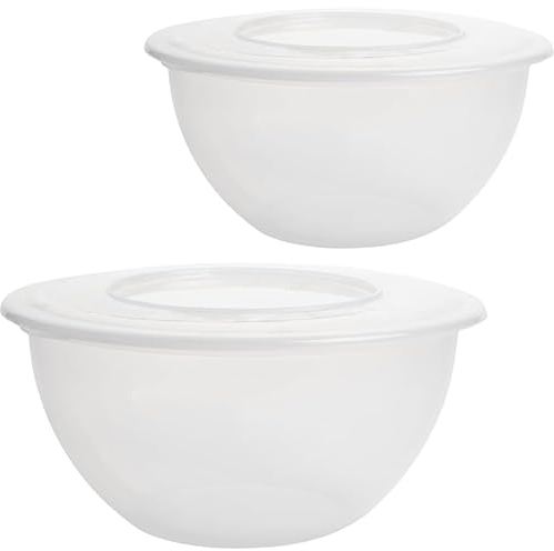 SUSTANIA Schüssel mit Deckel 5l, 2x Salatschüssel mit Deckel, Rührschüssel Set, Schüssel Set, Plastikschüssel BPA-frei, Transparent Schüsseln, Rührschüssel mit Deckel Model Tina, Made in EU