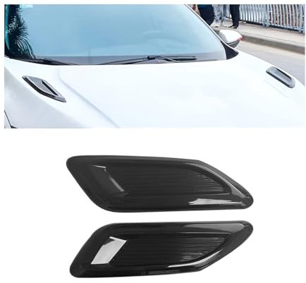 JNNJ 2 Stück Lufteinlass Auto Aufkleber, Auto Motorhauben Entlüftungsöffnungen, Außenhaube Seitentür Luftstrom Vent Abdeckung Intake Grille Trim Aufkleber(Schwarz)