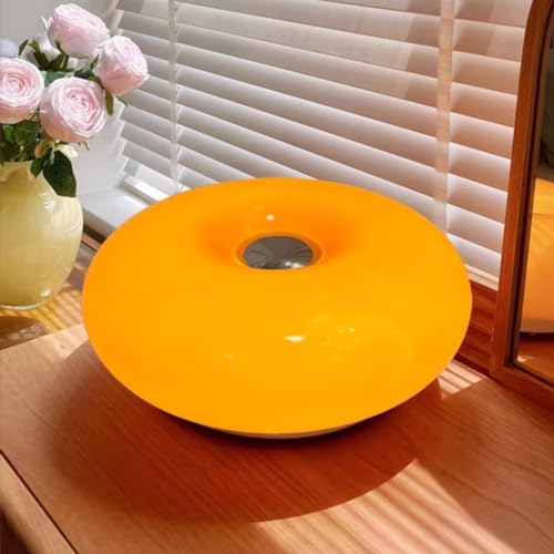 GUANSHAN Lampe de table en forme de beignet orange Lampe de table en verre vintage Luminaire de table rétro Ambiance décorative Lampe de nuit Lampe de table de chevet pour chambre à coucher, salon