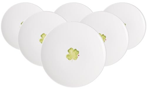 Villeroy & Boch With Love Good Luck - Set di 6 piatti da colazione, 21 x 21 x 2,5 cm, piccoli piatti per torte, insalate e dessert, in porcellana premium, lavabili in lavastoviglie e adatti al