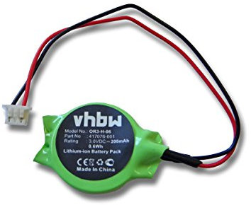 vhbw Batería BIOS Compatible con HP Compaq Presario CQ70, CQ60, CQ60-320SA Ordenadores notebooks (200 mAh, 3 V, Li-Ion)