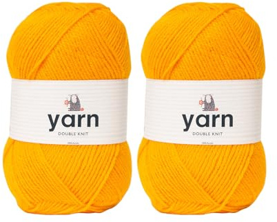 Korbond Yarn Mustard Yellow - 2 x 100g Acrylic Wool - Lightweight, Hypoallergenic & Durable Double Knit Crochet Yarn Knitting Wool