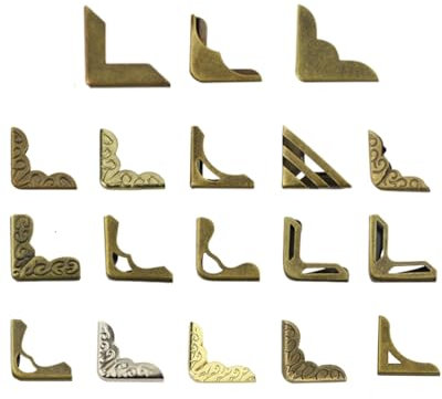 QLEUIFT Protezione Angolo Libri 72Pz 18 Stili Copri Angoli Libri Paraspigoli Angolari di Ferro Vintage Copri Angoli Metallo Libri Vintage Decorativi per Album Fotografici Libri Cartella Menu