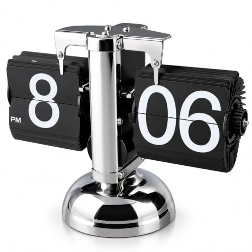 Beufee Orologio a fogli mobili, mini orologio retrò Orologio da tavolo a fogli mobili automatico Calendario digitale Orologio da tavolo freddo Orologio meccanico per l'arredamento della (Nero)