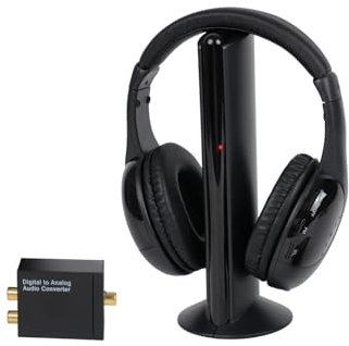 Auriculares EstéReo InaláMbricos Para TV, Auriculares Negros Profesionales De MonitorizacióN Auriculares Para Radio FM - Auriculares InaláMbricos 5 En 1 Con Decodificador Digitales Para TV Digitales