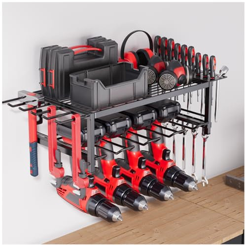 Veitorld Geschenk für Männer, Werkstatt Werkzeug Organizer für Akkuschrauber Schraubendreher, Metall Werkzeughalter Wand für Bohrmaschine Bohrer Akku, Weihnachten Geschenk für Männer, Papa