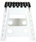 DRW Sgabello pieghevole bianco e nero grande 39 x 32 x 40 cm, seduta: 29 x 22 cm