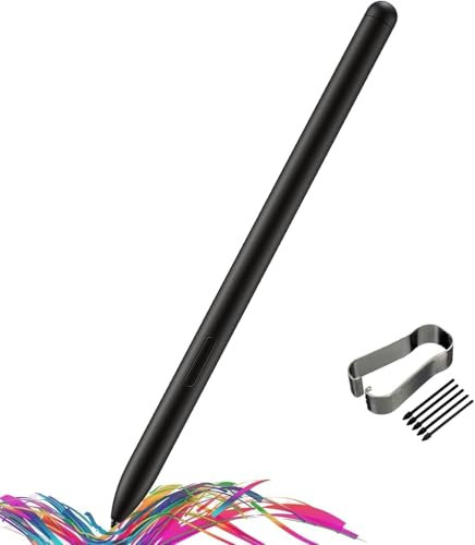 Stylet de Remplacement pour Samsung Galaxy Tab S10 Ultra S Pen, Stylet pour Galaxy Tab S10, Tab S10+, Tab S10 Ultra, avec Pointes/Plumes Noir(sansBluetooth)