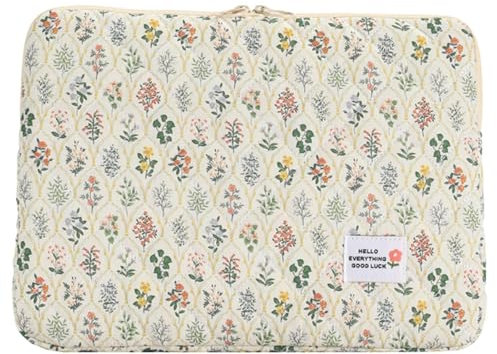 Jolie pochette pour ordinateur portable, sac pour ordinateur portable, Étui de transport de protection pour ordinateur portable 14 pouces à fleurs mignonnes, Housse polyvalente pour ordinateur portabl