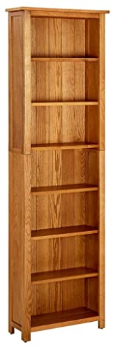 Xichuzi Bücherregal 7 Fächer 60x22x200 cm Massivholz Eiche, Regal Zimmer, Bookshelf, Bücher Regal, Mehrzweckregal, Bookcase, Leiterregal, Standregal, Allzweckschrank