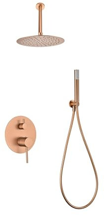 Mice - Conjunto monomando de ducha empotrado techo - kit monomando de ducha para baño de 2 vias - griferia baño - duchas empotrados techo - Serie Brezzo Color Cobre Mate