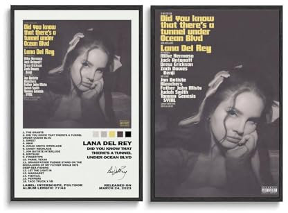 aizhimi Lana Poster Del Rey Did You Know That There's A Tunnel Under Ocean Blvd, Wandkunst, Leinwandposter, Raumdekoration, ästhetisch, Poster, 30 x 45 cm, Stil 4, 2 Stück
