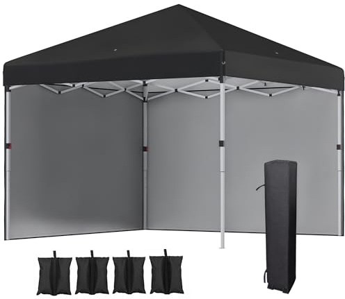 Outsunny Tonnelle de Jardin Pop-Up Pliant UV 30+ 297x297x288 cm Noir