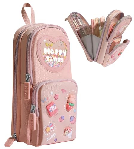 KASESSS trousse Sac Scolaire Mini Fille, Grande Trousse 6 Compartiments, Portable, École Kawaii