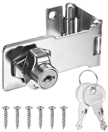 M METERXITY Keyed Hasp Locks, 3.15 Inch Zinc Alloy Twist Knob Keyed Locking Hasp Latch with Screws for Cabinet/Small Doors/Drawer/Closets, 90/180 Degrees Door Lock Latch with Key [Silver]