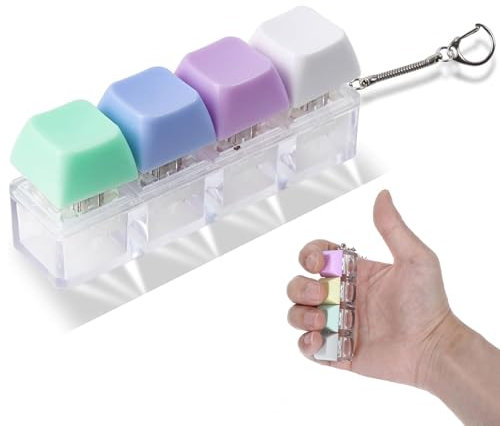 Keyboard Fidget Toy, Fidget Keyboard Keychain Keyboard Clicker Fidget Toy Stress Relief Keyboard Fidget Clicker, 4 Keys Keyboard Decompression Toys for to Relief Stress Pass the Time