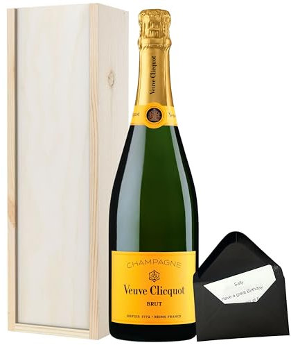 Veuve Clicquot Champagne Gift Set – Yellow Label Brut 75cl in Wooden Gift Box – Luxury Champagne Present for Any Occasion