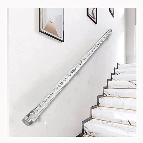 Moderno pasamanos acrílico para escaleras interiores, barandilla de escalera con forma de cristal montada en la pared, barra de agarre de burbujas transparente de seguridad antideslizante, perfecta
