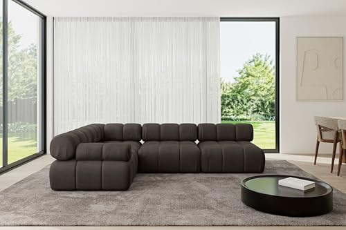 ALTDECOR Modulares Sofa Ecksofa in L-Form Corner modular Sofa Eckcouch Couch Wohnlandschaft Cauchsofa Polstersofa Mende-L2-285x190x70 cm Braun