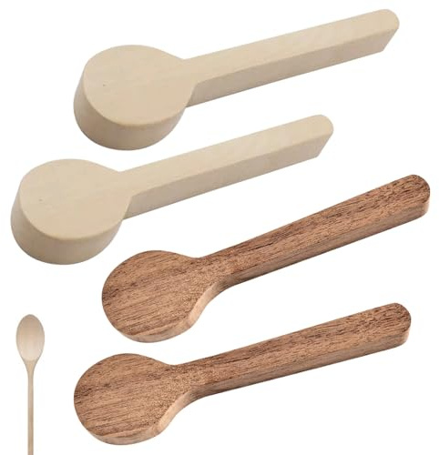 Wood Carving Spoons, Pack of 4 Carving Spoons, Wooden Blocks, 16 x 4 x 2 cm Wooden Blank for Spoon Carving, Wooden Slats, for Beginners Whittler, Blanks Made of Linden Wood and Walnut